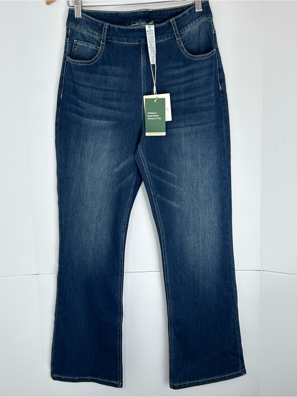 Halara Women’s M Petite High Waist Pull-On Flare Jeans Stretch Denim